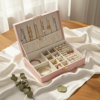 Boîte à bijoux rectangulaire en cuir PU élégante et minimaliste, idéale pour ranger des bagues, des boucles d'oreilles, des colliers, des bracelets, etc.