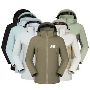 เสื้อแจ็คเก็ตฤดูหนาวผู้ชายแบบบางเบา เสื้อแจ็คเก็ตกันน้ำแบบ Softshell สำหรับเดินป่าและตั้งแคมป์ ขายส่งแบบสั่งทำพิเศษ แจ็คเก็ตซิปเต็มตัวพร้อมโลโก้ - Product Image 1