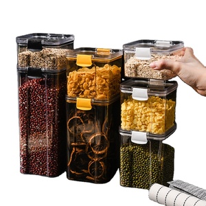 Airtight Food Storage Containers Transparent PET Cereal Sealed Canisters Bottle Jars Tank Kitchen Organizers
