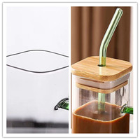 Mug carré en verre de 400 ml avec poignée, tasse à café en borosilicate de haute qualité, couvercle en bambou, couvercle en plastique, logo personnalisé pour la maison et le bureau