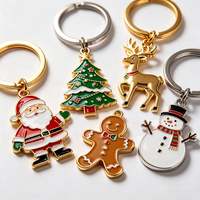 Porte-clés de Noël vintage en alliage de zinc de haute qualité, motif dessin animé, logo personnalisé, émail léger, pour cadeaux de fin d'année et accessoires de vente au détail