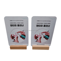 Exhibidor de Acrílico Transparente de Doble Cara con Base de Madera, Soporte de Exhibición de Menú de Mesa de Madera para Restaurantes, Hoteles, Tiendas