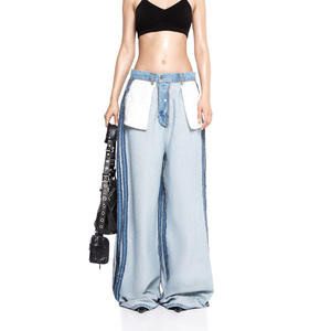 Reverse <b>Pants</b> Women's Jeans Summer Premium Splicing Loose Straight Leg Wide Leg <b>Pants</b> Fashion - Product Image 2