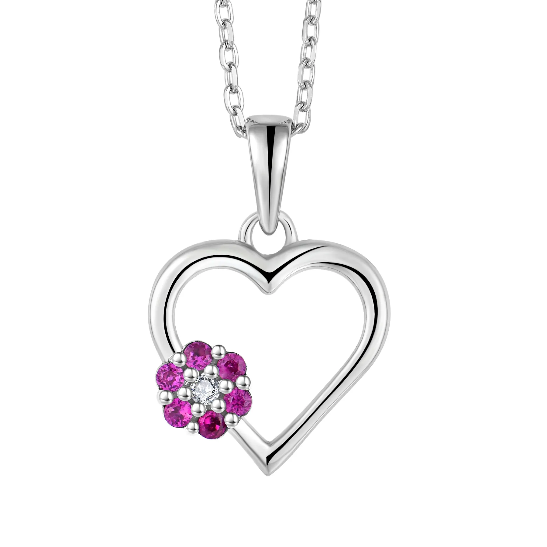 Qingxin 925 Sterling Silver Fine Jewelry Flower Heart Pendant Mother's Day Gift Luv Heart Pendant For Women