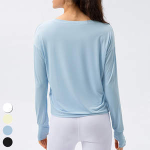 T-shirt d'été <span class=keywords><strong>anti</strong></span>-<span class=keywords><strong>UV</strong></span> UPF50+ respirant décontracté ample pour le sport à manches longues, haut de fitness, t-shirt de yoga pour femmes - Product Image 5
