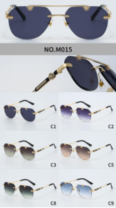 Gafas de Sol Clásicas Carer Doradas, Gafas de Marca de Lujo, Gafas de Sol de Diseñador, Gafas de Metal sin Montura, Gafas con Protección UV - Product Image 3