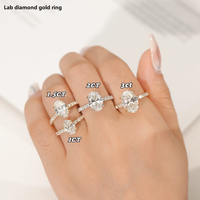 Bague de fiançailles en or massif 10k 14k 18k avec diamant de laboratoire ovale taille pavé Starsgem 1ct 2ct D VVS2 certifié IGI