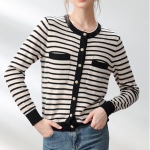 Classic Women's 100% Cashmere Anti-shrink <strong>Full</strong> Sleeve Crew Neck Slim Fit Knitted Casual Regular <strong>Length</strong> Autumn Winter <strong>Cardigan</strong> - Product Image 3