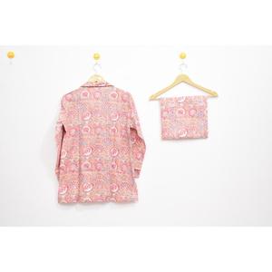 Conjunto de Pijama 100% Algodón con Estampado Paisley Hecho a Mano, Manga Larga, Cuello Camisero, Pantalón Largo, Ropa de Dormir Informal para Primavera - Product Image 4