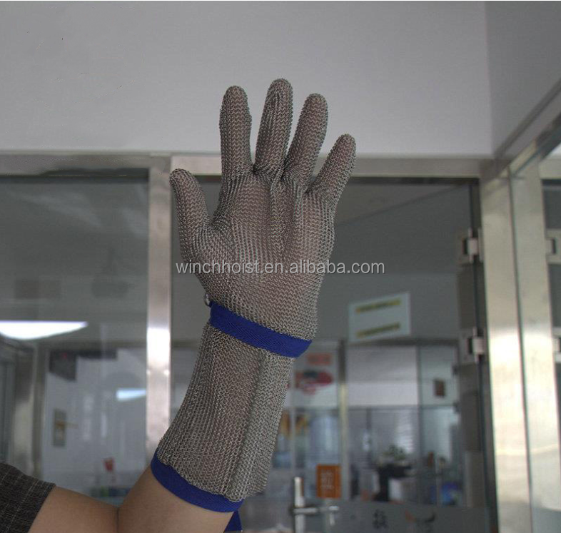 SS-02 19mm length industrial labor gloves slaughterhouse stab-resistant stainless steel mesh gloves