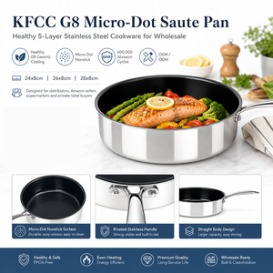 Sartén Antiadherente de Acero Inoxidable con Revestimiento Cerámico G8 <span class=keywords><strong>Micro</strong></span> Dot, Utensilios de Cocina con Superficie <span class=keywords><strong>Micro</strong></span> Dot, Sartén Profunda para Freír - Product Image 1