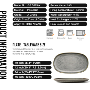 <span class=keywords><strong>Assiette</strong></span> ovale en céramique et porcelaine à glaçure réactive, style nordique, durable, pour service de dîner, poisson, barbecue, idéale pour restaurants, hôtels et fêtes - Vente en gros usine - Product Image 6