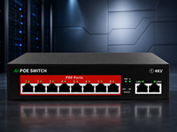 Switch PoE AI de 8 Puertos, 120W, 10/100Mbps, 2 Uplinks, IEEE 802.3af/at, VLAN, Switch de Red Ethernet Inteligente para Cámaras IP CCTV, Carcasa Metálica