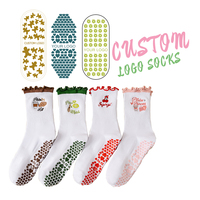 Chaussettes de sport personnalisées colorées à volants, chaussettes de Pilates antidérapantes, chaussettes de yoga