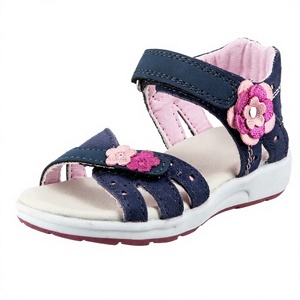 Sandalias de tiras florales para niñas, suela plana de verano, con cierre de velcro en la parte trasera, punta abierta, zapatos para niños - Product Image 3