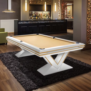 <span class=keywords><strong>Table</strong></span> de billard américaine de luxe moderne 7/8/9 pieds, 9 boules, personnalisée, pieds en bois massif en forme de V, qualité tournoi, poches en cuir véritable - Product Image 6