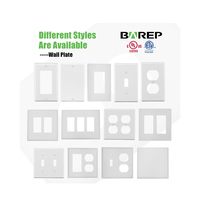 Plaque murale vierge BAREP 2 modules sans vis, certifiée CULus UL514D, boîtier PC pour prise et interrupteur standard US, cache décoratif
