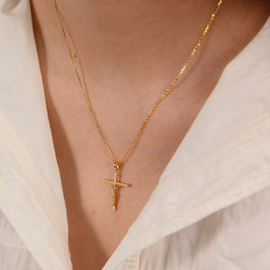 925 plata esterlina 14K chapado en oro Medieval Legends colección Cruz circón religioso cristiano hombres crucifijo colgante collar - Product Image 6