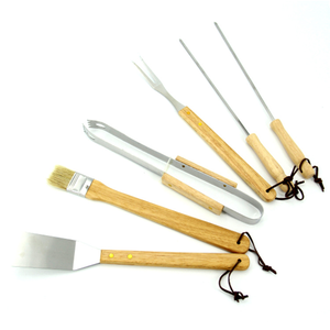 Kit d'outils de <span class=keywords><strong>barbecue</strong></span> en acier inoxydable avec manche en <span class=keywords><strong>bois</strong></span> et sac de rangement - Product Image 3