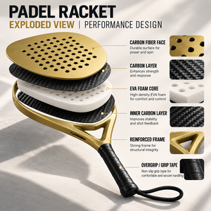 Raquette de padel en fibre de carbone dorée, profilé de 40 mm, finition <span class=keywords><strong>sable</strong></span> 3D Spin, raquette professionnelle OEM ODM Palas De Padel - Product Image 5