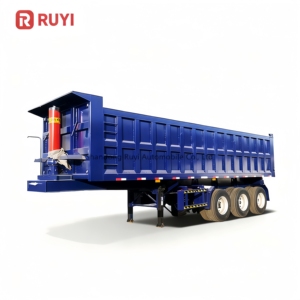 Remorque benne basculante RUYI personnalisable à 3 essieux en acier de forme U/carrée, capacité 50-100 tonnes, pour le <span class=keywords><strong>transport</strong></span> de pierres, à vendre - Product Image 6