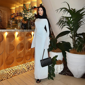 Two Piece Modest Breathable ODM Abaya Set Elegant Loose Fit Elastic Fabric for High-End Restaurants Social Occasions All Seasons - Product Image 1