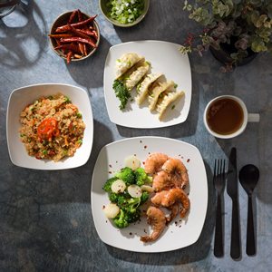 New loại Top bán Zen tự chọn tấm vuông gốm trắng đồ ăn Bộ đồ ăn tấm gốm thiết lập của 4 Mảnh - Product Image 2