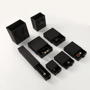 Custom Logo Customized Color Rectangle <b>Square</b> Cardboard Drawer Jewelry Box <b>Set</b> Rigid Sliding Boxes Full Collection Ring Earring - Product Image 5