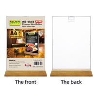 Présentoir en forme de T A4 à base de texture de bois pour l'affichage de menu de restaurant et les fournitures scolaires