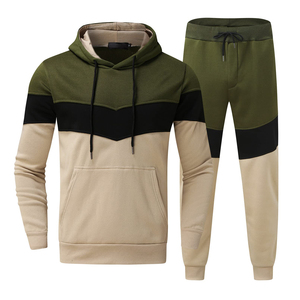Conjunto Deportivo con Capucha para Hombre, Color Naranja y Negro, Bloques de Color, Manga Larga, Cordón Ajustable, Diseño Sólido, Transpirable, para Otoño - Product Image 5