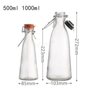 <strong>1</strong> <strong>Litre</strong> 1000ml 500ml Swing Top Clip Cap Glass Water Juice Bottles for Milk for Beverages for Beer Carton Packing Included - Product Image 2