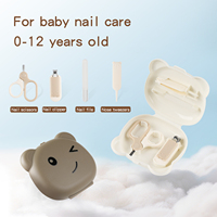 Kit de soins des ongles pour bébé en forme d'ours, 4 pièces, sans BPA, 0-24 mois, coupe-ongles, lime, ciseaux de sécurité avec étui pour nouveau-nés
