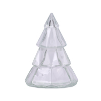 Vente en gros de pots de rangement en verre transparent en forme de sapin de Noël, récipients à bougies saisonniers pour la décoration de dîners de mariage