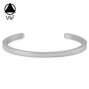 VAF उच्च पोलिश पतली सी आकार कफ चूड़ी कंगन बुनियादी मॉडल स्टेनलेस स्टील खुले जोड़ी कंगन - Product Image 2
