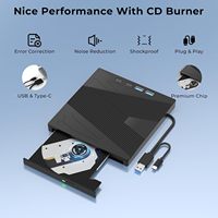 Unidad de DVD/CD Externa USB3.0 Tipo-C 7 en 1, Lector de Tarjetas SD/TF Integrado, Hub USB, Grabador/Grabadora para Windows, Linux, Laptop, Escritorio