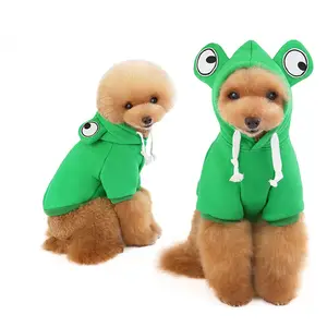 Wholesale frog fox appearance hoodies two-legged teddy french bull pets cosplay dog clothes solid color