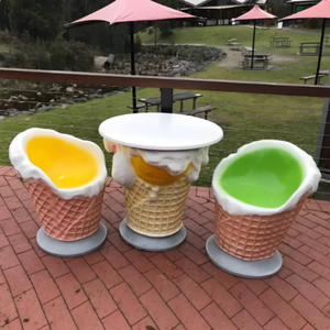 เก้าอี้ไอศกรีมไฟเบอร์กลาสและโต๊ะกาแฟรูปประติมากรรมสำหรับตกแต่งภายใน ราคาโรงงาน - Product Image 2