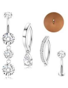 Chriscoco 14G <span class=keywords><strong>Piercing</strong></span> <span class=keywords><strong>de</strong></span> <span class=keywords><strong>nombril</strong></span> en acier chirurgical Argent/Or avec Zircon Cubique, Bijou <span class=keywords><strong>de</strong></span> corps pour femme enceinte 10mm - Product Image 4