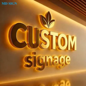 Trong nhà văn phòng kinh doanh vàng Gương 3D Backlit kênh kim loại thư tùy chỉnh ngoài trời công ty thương hiệu thiết kế logo LED chiếu sáng dấu hiệu - Product Image 1