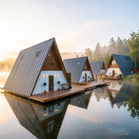 Maison préfabriquée modulaire en A facile à installer pour les vacances, avec aménagement personnalisé pour les complexes hôteliers, Airbnb et hôtels de glamping