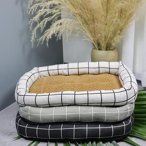 Sommer kühlung Haustier bett mit Rattan matte Quadratischer Druck Kratz feste Katzen-und Hunde bett matte Sommer kühlung Haustier matten & Pads - Product Image 3