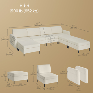 Canapé d'angle modulaire <span class=keywords><strong>SONGMICS</strong></span> <span class=keywords><strong>HOME</strong></span>, design moderne, 7 places, meubles de maison, canapé d'angle pour salon - Product Image 5
