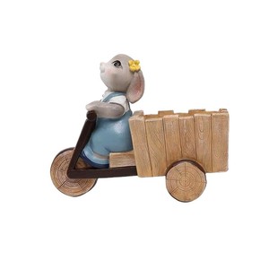 Jardinière en résine en forme de tricycle de lapin, décoration de jardin de dessin animé, pot de fleurs d'extérieur, design sculpté à la main - Product Image 4