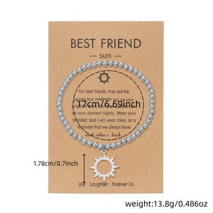 Best Friend <b>Bracelet</b> Set Stainless Steel Sun And Moon <b>Beaded</b> Jewelry For Women <b>Men</b> Anniversary Gift With Cards - Product Image 4