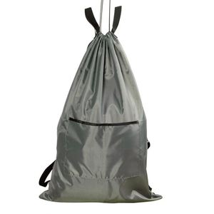 Grey Door <b>Drawstring</b> Polyester Hanging <b>Backpack</b> with 2 Hooks Features Home Clothing Washing for Laundry Hamper & Travel Bag - Product Image 3