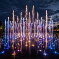 Fontaine interactive commerciale en acier inoxydable pour terrasses, avec jets d'eau dansants à LED et musique, pour places publiques, parcs et piscines