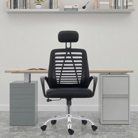 Chaise de bureau de direction ergonomique haut de gamme réglable en hauteur, en tissu noir, avec base en acier, accoudoirs fixes, design rotatif, style moderne