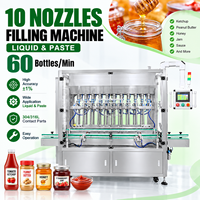 Machine de remplissage automatique à piston ZXSMART de qualité alimentaire à 10 buses pour liquides et pâtes (beurre de cacahuète, ketchup, miel, confiture, sauce) – 60 BPM