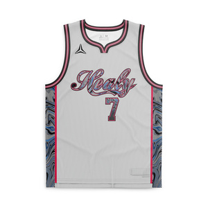 Maillot de basketball Healy 100 % polyester, débardeur en maille sublimée, col en V, sans manches, respirant, coupe athlétique, toutes saisons - Product Image 1