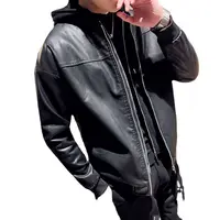 2022 नई गिर फैशन पुरुषों की ढीला फिट हूडि चमड़े का जैकेट पु जैकेट